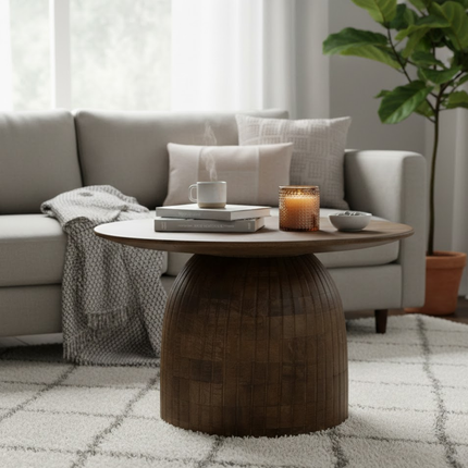 Karl salontafel Ø60, H38, Bruine walnoot