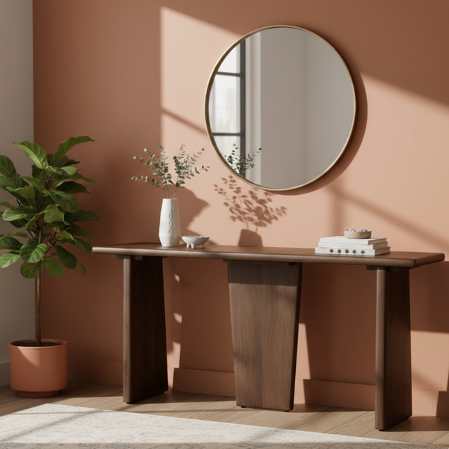 Lagos wandtafel 160, Mango donker walnoot