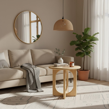 Bijzettafel Ø50, H55, Groovy Naturel