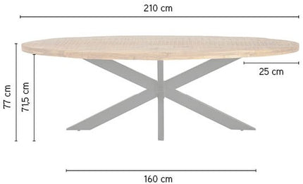 Eetkamertafel ovaal 210