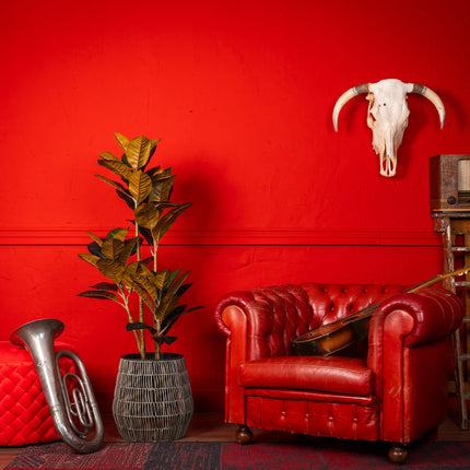 Rubberboom kunstplant 140 cm - Ficus elastica met 3 stammen