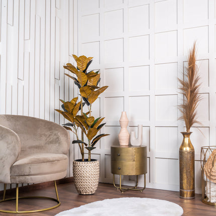 Rubberboom kunstplant 140 cm - Ficus elastica met 3 stammen