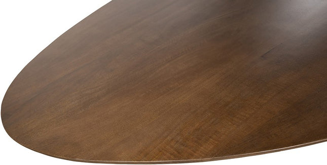 Salontafel 130, ovaal, poot beige, mango bruin walnoot