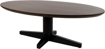 Salontafel 130, ovaal, poot zwart, mango bruin walnoot