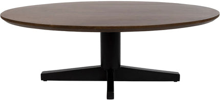 Salontafel 130, ovaal, poot zwart, mango bruin walnoot