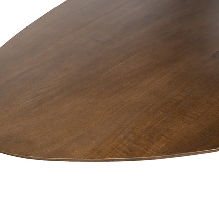 Eetkamertafel 220, ovaal, poot beige, mango bruin walnoot