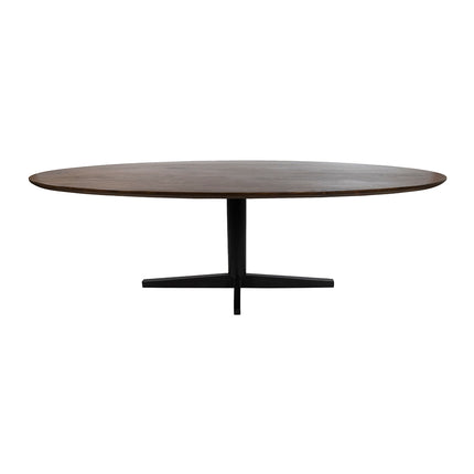 Eetkamertafel 190, ovaal, poot zwart, mango bruin walnoot