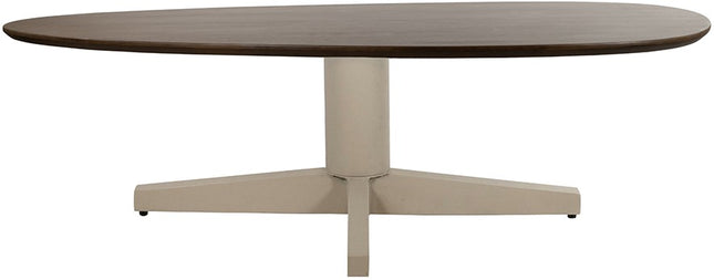Salontafel 130, organisch, poot beige, mango bruin walnoot