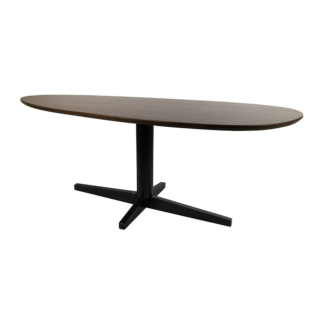 Eetkamertafel 240, organisch, poot zwart, mango bruin-walnoot