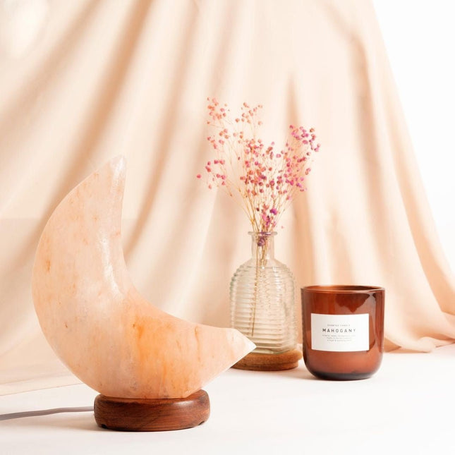 Oranje grote zoutsteen maanlamp