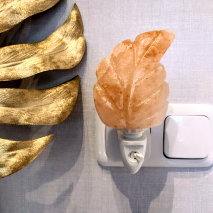 Oranje zoutsteen blad nachtlampje