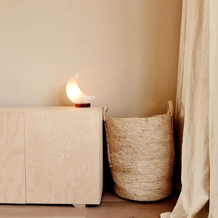 Witte grote zoutsteen maanlamp